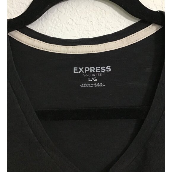 EXPRESS MENS BLACK V-NECK SHORT SLEEVE T-SHIRT SIZE LARGE - Picture 3 of 6